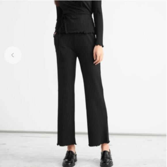 & Other Stories Paris Atelier Black Ribbed Pants - Picture 1 of 9